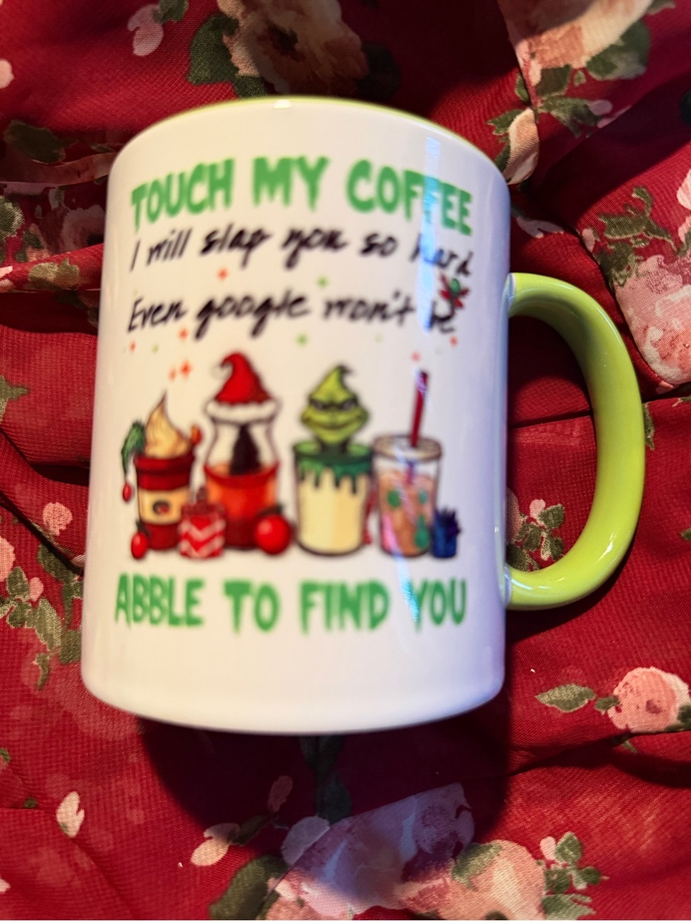 Funny Grinch Coffee Mug • Touch My Coffee Christmas Mug Ceramic 11oz NWT